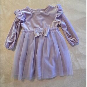 RZ by‎ Rachel Zoe Baby Dress Lavender Velvet Tulle Bow Spring Dress 12M